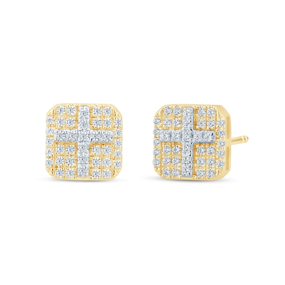 1/5 CT. T.w. Diamond Cross Stud Earrings in 10K Gold