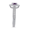 Thumbnail Image 2 of 6.0mm Amethyst and 3/8 CT. T.W. Lab-Grown Diamond Frame Vintage-Style Ring in 14K White Gold