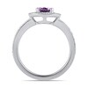Thumbnail Image 3 of 6.0mm Amethyst and 3/8 CT. T.W. Lab-Grown Diamond Frame Vintage-Style Ring in 14K White Gold