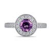 Thumbnail Image 4 of 6.0mm Amethyst and 3/8 CT. T.W. Lab-Grown Diamond Frame Vintage-Style Ring in 14K White Gold