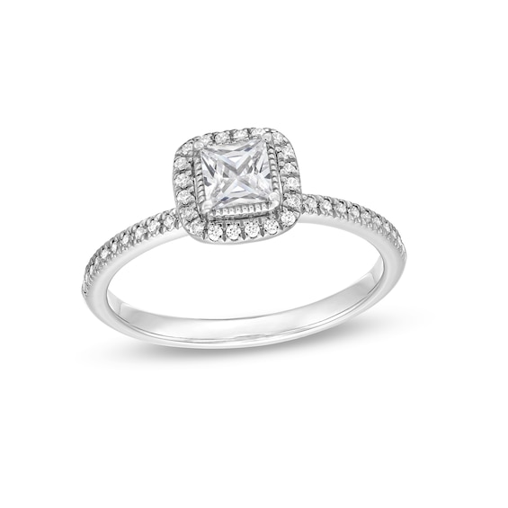 1/2 CT. T.w. Princess-Cut Diamond Frame Engagement Ring in 14K White Gold