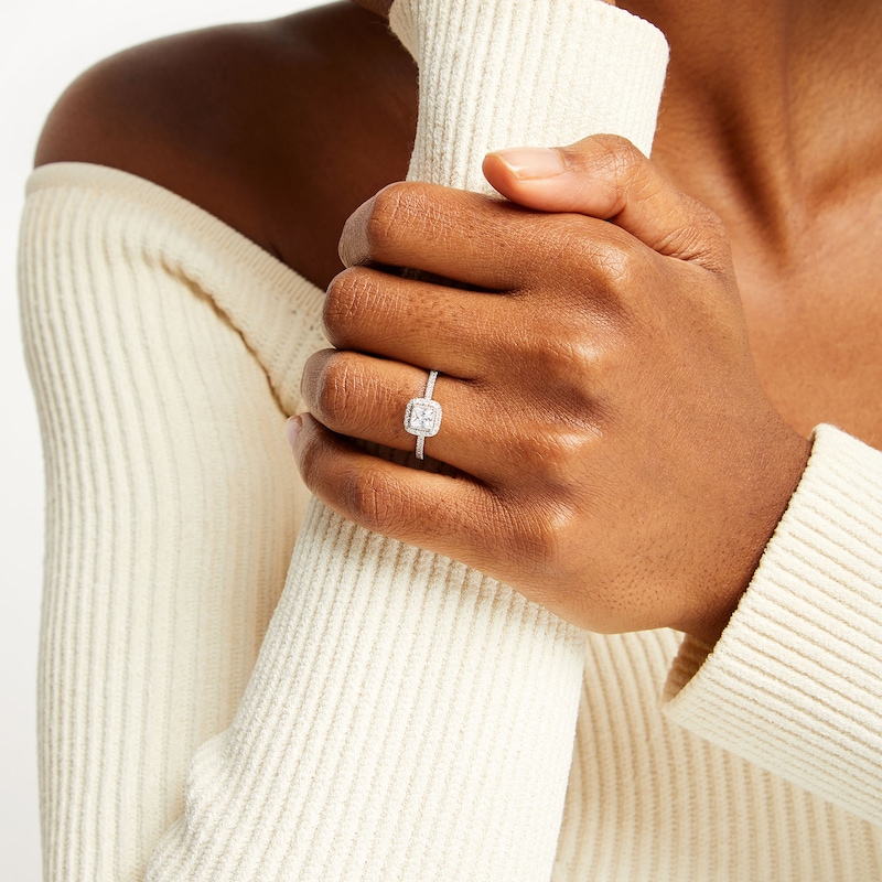Main Image 2 of 1/2 CT. T.W. Princess-Cut Diamond Frame Engagement Ring in 14K White Gold