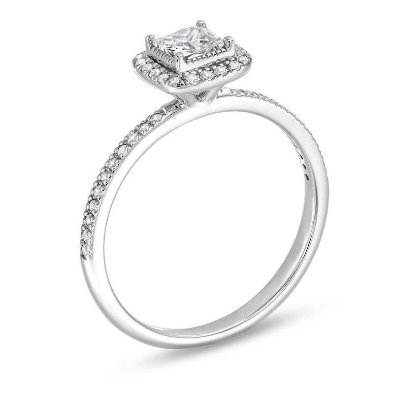 Main Image 3 of 1/2 CT. T.W. Princess-Cut Diamond Frame Engagement Ring in 14K White Gold
