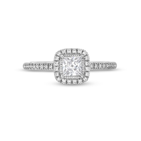 1/2 CT. T.w. Princess-Cut Diamond Frame Engagement Ring in 14K White Gold