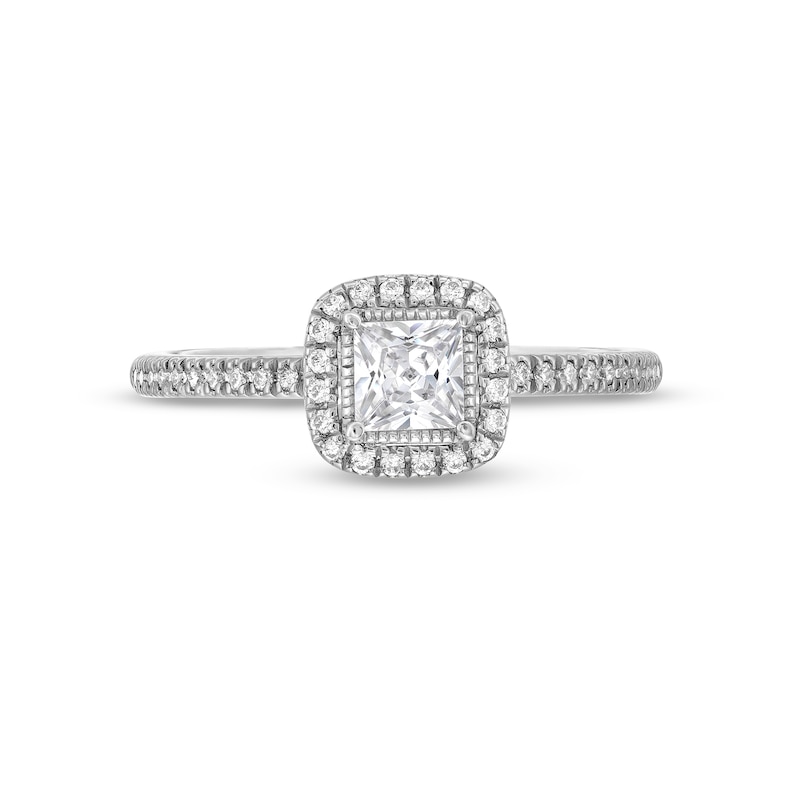 Main Image 4 of 1/2 CT. T.W. Princess-Cut Diamond Frame Engagement Ring in 14K White Gold