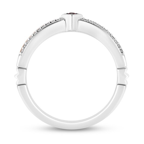 Enchanted Disney Tourmaline and 1/6 CT. T.w. Diamond Tiara and Horn Ring Set in Sterling Silver and 10K Rose Gold