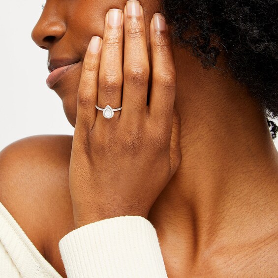 1/2 CT. T.w. Pear-Shaped Diamond Frame Engagement Ring in 14K White Gold