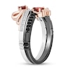 Thumbnail Image 2 of Enchanted Disney Garnet and 1/6 CT. T.W. Diamond Bow and Heart with Dagger Ring Set in Sterling Silver and Rose Gold