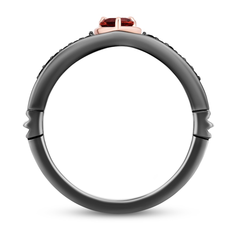 Main Image 5 of Enchanted Disney Garnet and 1/6 CT. T.W. Diamond Bow and Heart with Dagger Ring Set in Sterling Silver and Rose Gold