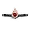 Thumbnail Image 6 of Enchanted Disney Garnet and 1/6 CT. T.W. Diamond Bow and Heart with Dagger Ring Set in Sterling Silver and Rose Gold