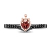 Thumbnail Image 5 of Enchanted Disney Garnet and 1/6 CT. T.W. Diamond Bow and Heart with Dagger Ring Set in Sterling Silver and Rose Gold