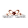 Thumbnail Image 7 of Enchanted Disney Garnet and 1/6 CT. T.W. Diamond Bow and Heart with Dagger Ring Set in Sterling Silver and Rose Gold