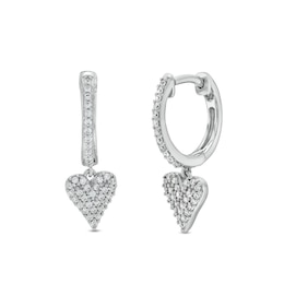 1/6 CT. T.W. Heart-Shaped Multi-Diamond Drop Earrings in Sterling Silver