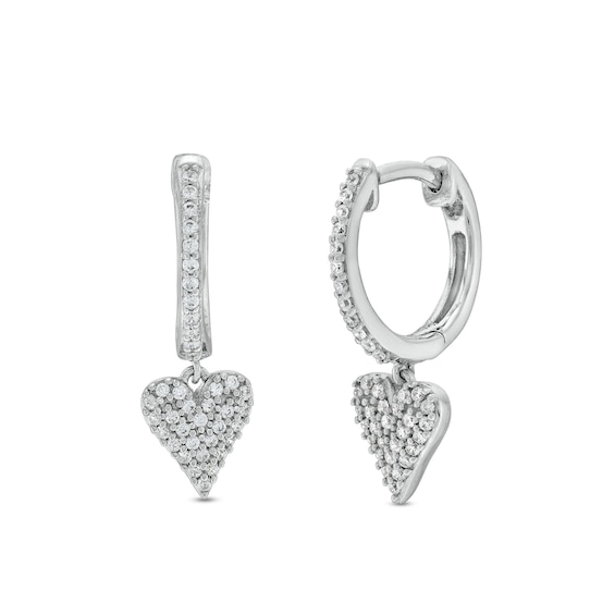 1/6 CT. T.w. Heart-Shaped Multi-Diamond Drop Earrings in Sterling Silver