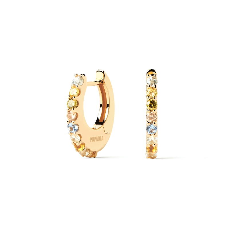 PDPAOLA™ at Zales Multi-Color Cubic Zirconia Hoop Earrings in Sterling Silver with 18K Gold Plate