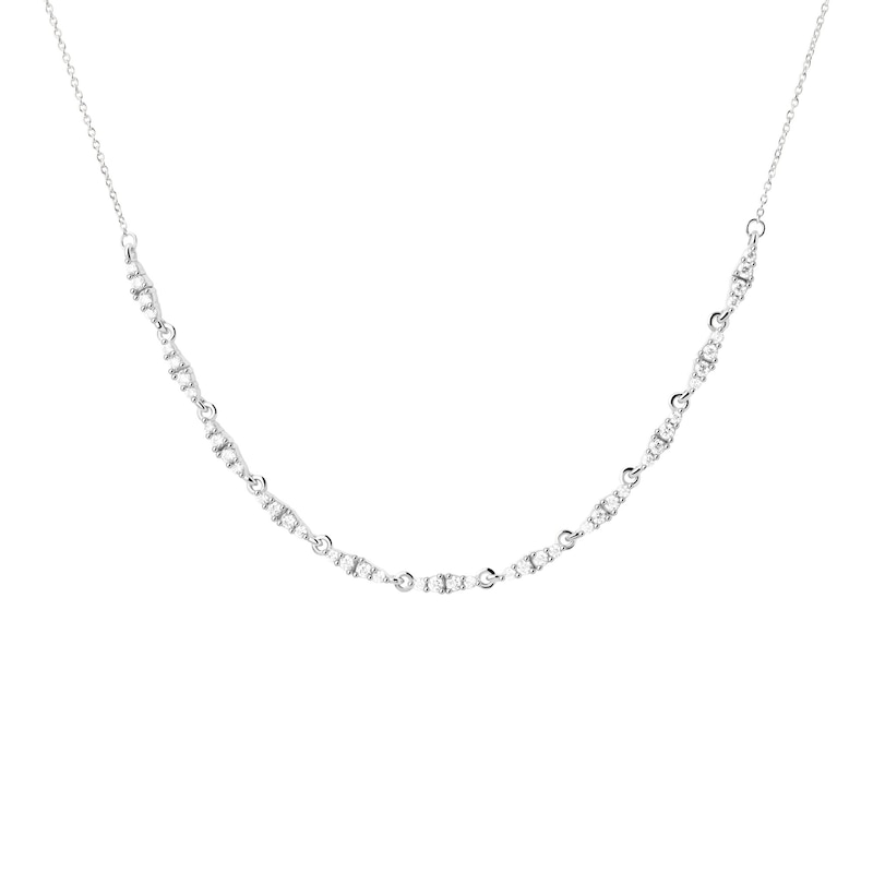 Main Image 1 of PDPAOLA™ at Zales Cubic Zirconia Marquise-Shaped Cluster Link Necklace in Sterling Silver - 19.5"