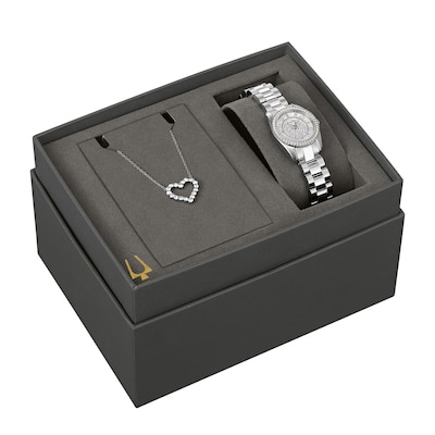 Bulova Watch Silver Perfume Ladies Set New With Box Bulova 96P219 Diamond Lady Sutton Silver Dial 28mm Women main image 4