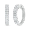 Thumbnail Image 1 of 1/2 CT. T.W. Diamond Double Row Huggie Hoop Earrings in Sterling Silver