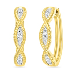 1/8 CT. T.W. Diamond Rope Twist Hoop Earrings in 10K Gold