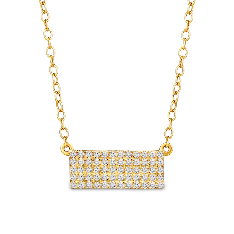 Main Image 1 of 1/4 CT. T.W. Diamond Bar Necklace in 10K Yellow Gold - 18”