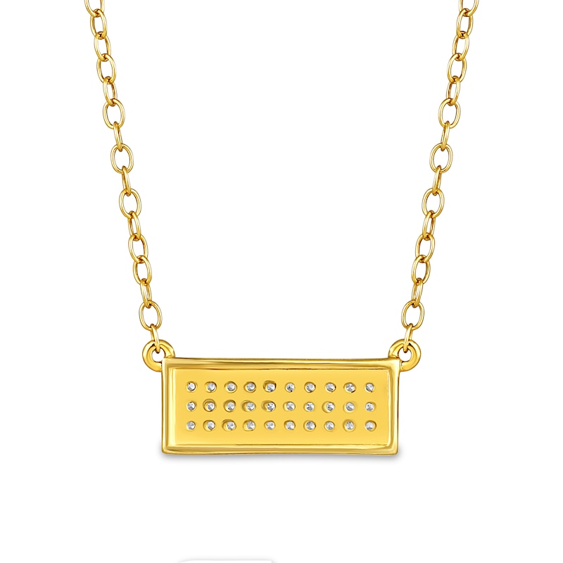 Main Image 3 of 1/4 CT. T.W. Diamond Bar Necklace in 10K Yellow Gold - 18”