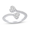 Thumbnail Image 1 of 3/8 CT. T.W. Multi-Diamond Hearts Bypass Ring in Sterling Silver
