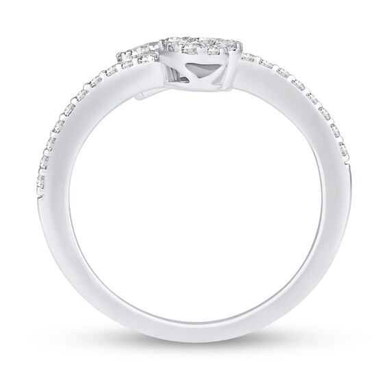 3/8 CT. T.w. Multi-Diamond Hearts Bypass Ring in Sterling Silver