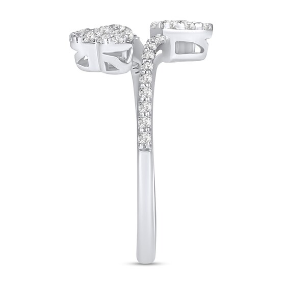 3/8 CT. T.w. Multi-Diamond Hearts Bypass Ring in Sterling Silver