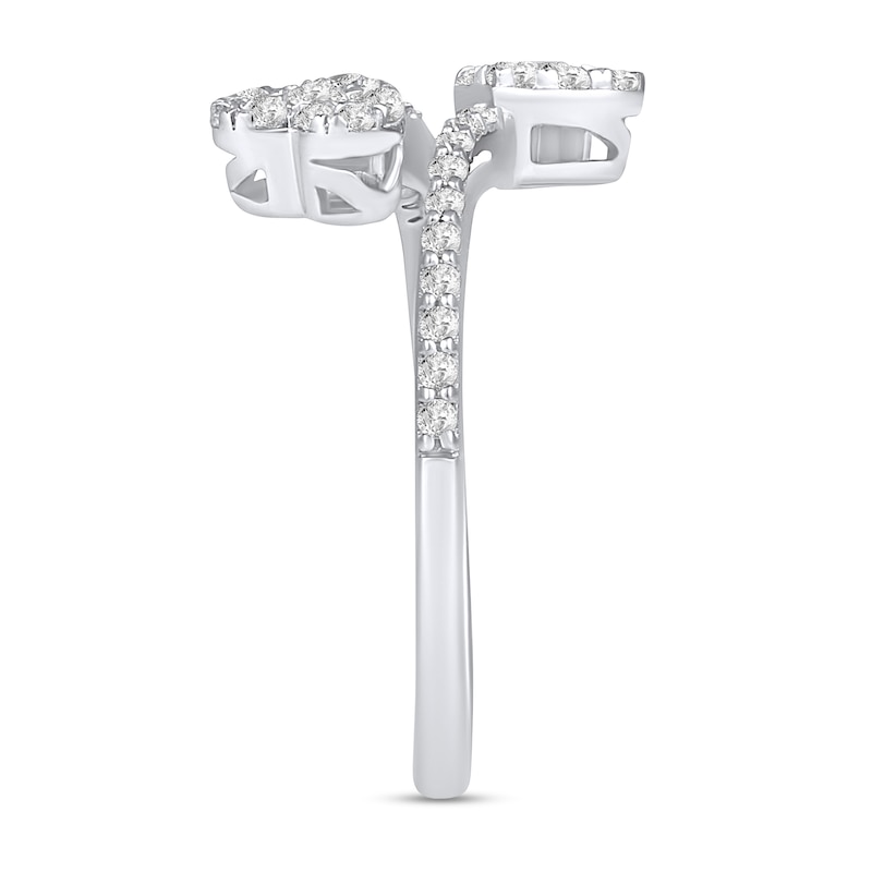 Main Image 4 of 3/8 CT. T.W. Multi-Diamond Hearts Bypass Ring in Sterling Silver