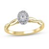 Thumbnail Image 1 of 1/8 CT. T.W. Diamond Oval-Frame Twist Shank Promise Ring in 10K Gold