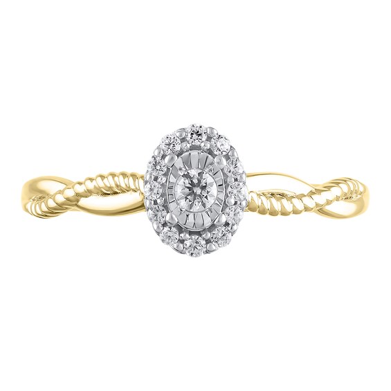 1/8 CT. T.w. Diamond Oval-Frame Twist Shank Promise Ring in 10K Gold