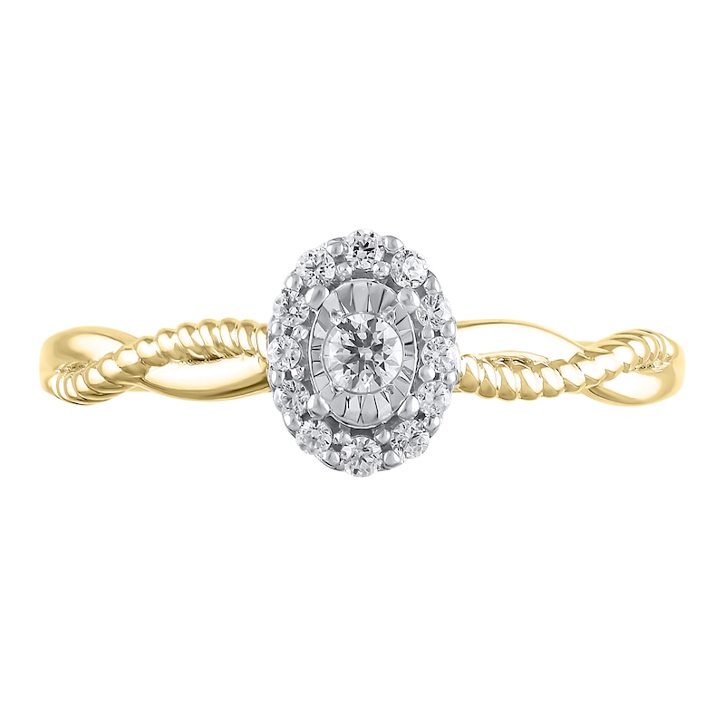 Main Image 3 of 1/8 CT. T.W. Diamond Oval-Frame Twist Shank Promise Ring in 10K Gold