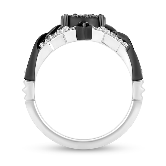 Enchanted Disney Villains Maleficent 1/4 CT. T.w. Black and White Diamond and Oval Black Druzy Ring in Sterling Silver - Size 7