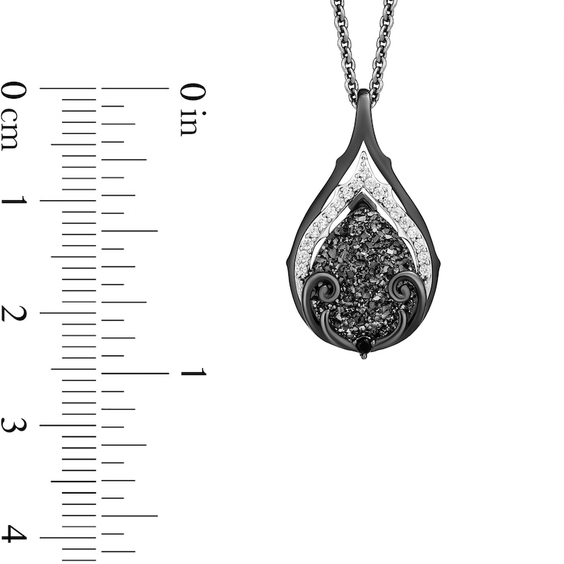 Main Image 3 of Enchanted Disney Villains Maleficent 1/10 CT. T.W. Black and White Diamond and Pear-Shaped Black Druzy Pendant in Sterling Silver
