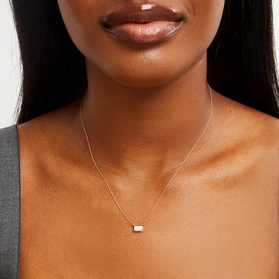 Emerald-Cut Lab-Created Opal Necklace in 10K Gold