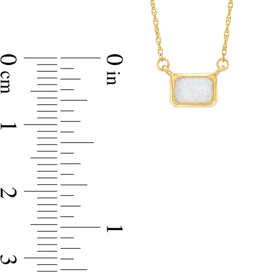 Emerald-Cut Lab-Created Opal Necklace in 10K Gold