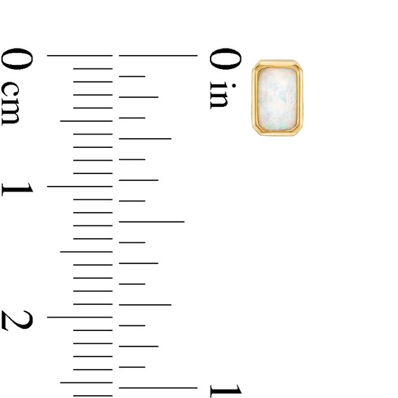 Emerald-Cut Lab-Created Opal Stud Earrings in 10K Yellow Gold