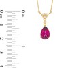 Thumbnail Image 3 of Pear-Shaped Rhodolite Garnet and 1/15 CT. T.W. Diamond Drop Necklace in 10K Gold