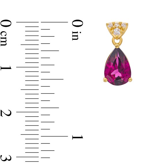 Pear-Shaped Rhodolite Garnet and 1/10 CT. T.w. Diamond Drop Earrings in 10K Gold