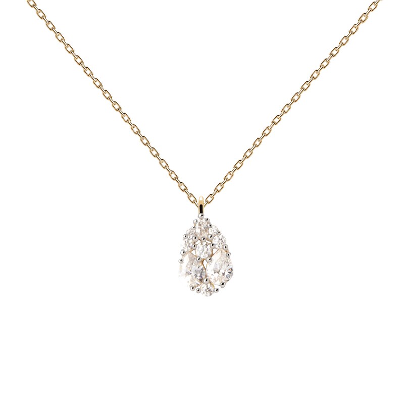 Main Image 1 of PDPAOLA™ at Zales Cubic Zirconia Pear-Shaped Cluster Pendant in Sterling Silver with 18K Gold Plate - 19.5"