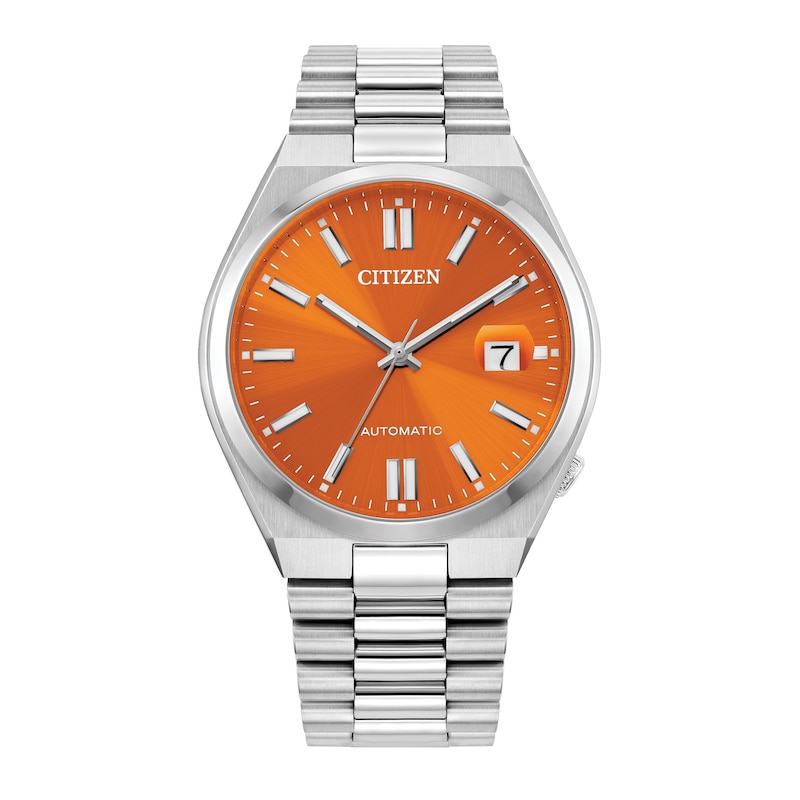 Main Image 1 of Men's Citizen Tsuyosa Automatic Orange Dial Watch in Stainless Steel (Model NJ0151-53Z)