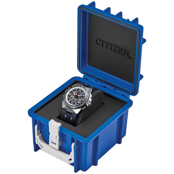 Men's Citizen Promaster Skyhawk A-T in Stainless Steel with Blue Silicone Strap (Model Jy8156-00L)