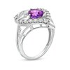 Thumbnail Image 2 of Heart-Shaped Amethyst and 1/15 CT. T.W. Diamond Heart Ring in Sterling Silver