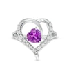 Thumbnail Image 4 of Heart-Shaped Amethyst and 1/15 CT. T.W. Diamond Heart Ring in Sterling Silver