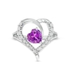 Thumbnail Image 3 of Heart-Shaped Amethyst and 1/15 CT. T.W. Diamond Heart Ring in Sterling Silver