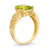 Thumbnail Image 2 of Cushion-Cut Peridot and 1/5 CT. T.W. Diamond Basket Weave Ring in 10K Gold