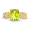 Thumbnail Image 3 of Cushion-Cut Peridot and 1/5 CT. T.W. Diamond Basket Weave Ring in 10K Gold