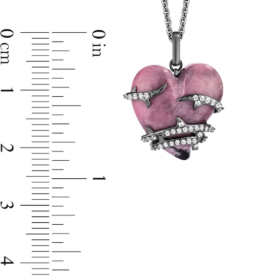 Enchanted Disney Villains Maleficent 1/8 CT. T.w. Diamond and Heart-Shaped Rhodonite Pendant in Sterling Silver