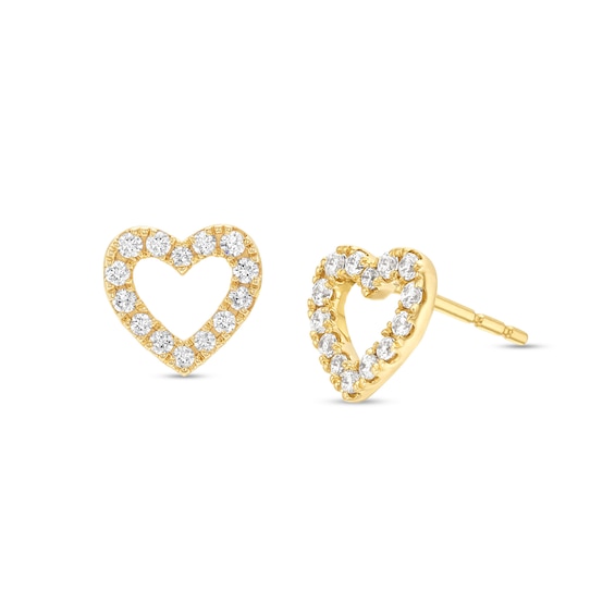 1/5 CT. T.w. Certified Lab-Grown Diamond Open Heart Stud Earrings in 14K Gold (F/Si2)
