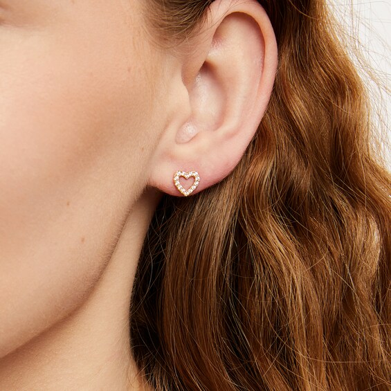 1/5 CT. T.w. Certified Lab-Grown Diamond Open Heart Stud Earrings in 14K Gold (F/Si2)